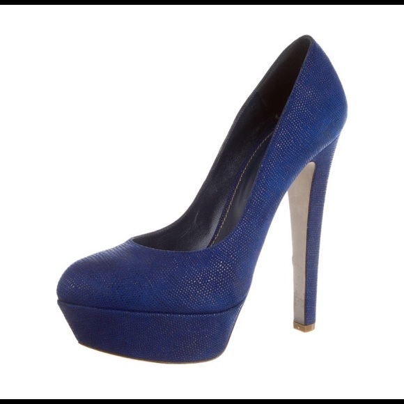 Sergio Rossi Blue & Black textured Heels - Picture 3 of 6